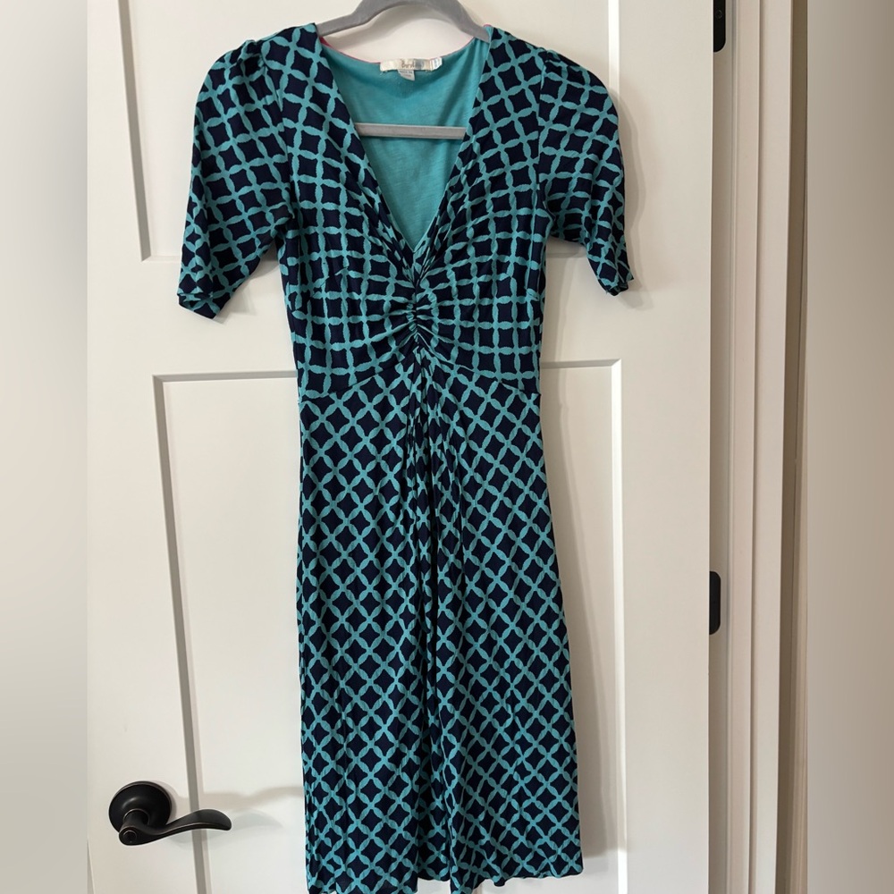 Boden Dorothy Midi Dress Navy and Teal Womens US 4R